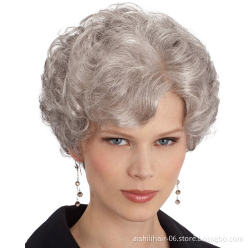 Best-selling wigs body wave hair women short silver gray wigs